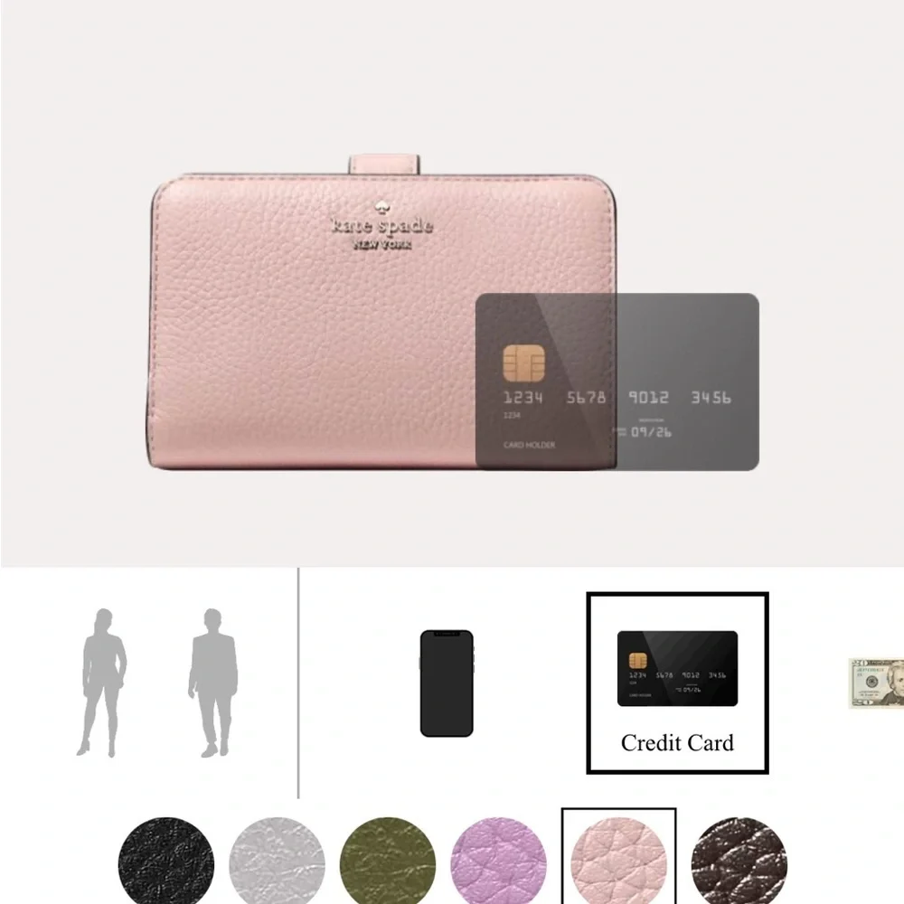 Kate Spade Lena Tutu Pink Medium Bifold Wallet.  New!